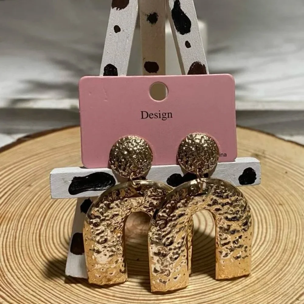 Gold Arch Geometric Drop Earrings